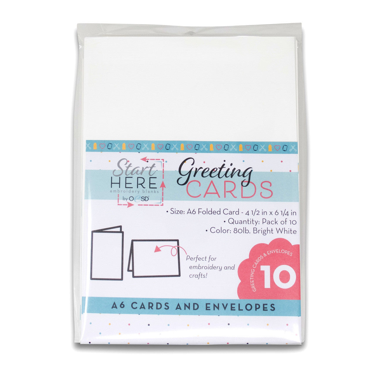 OESD Blank Greeting Cards & Envelopes A6 10pk