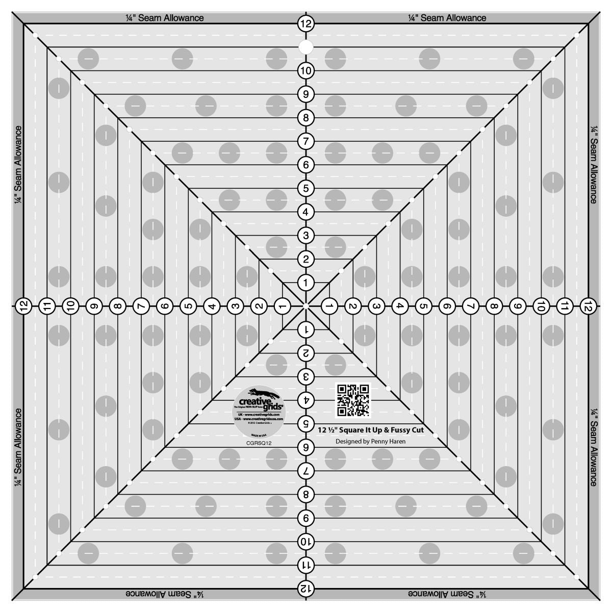 Creative Grids Quilt Ruler 12-1/2" Square It Up or Fussy Cut Square