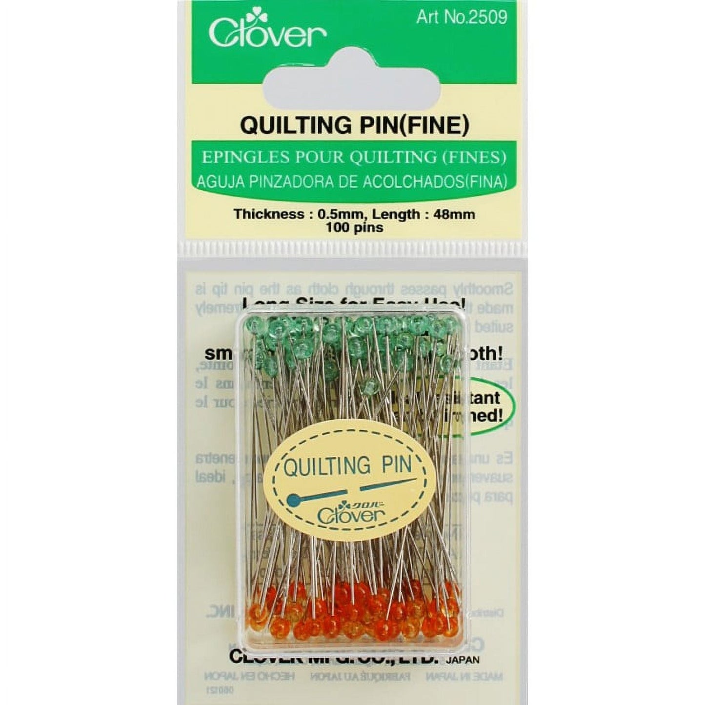 Clover Quilting Pins Fine 2509 Box of 100