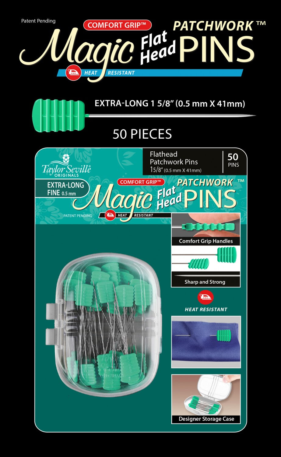 Magic Pins Flathead Patchwork Extra Long 50pc – Quality Sewing & Vacuum