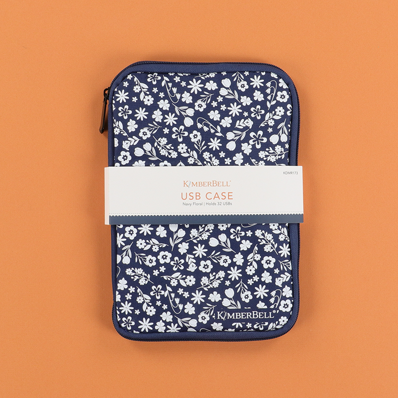 Kimberbell Navy Floral USB Case for embroidery flash drives