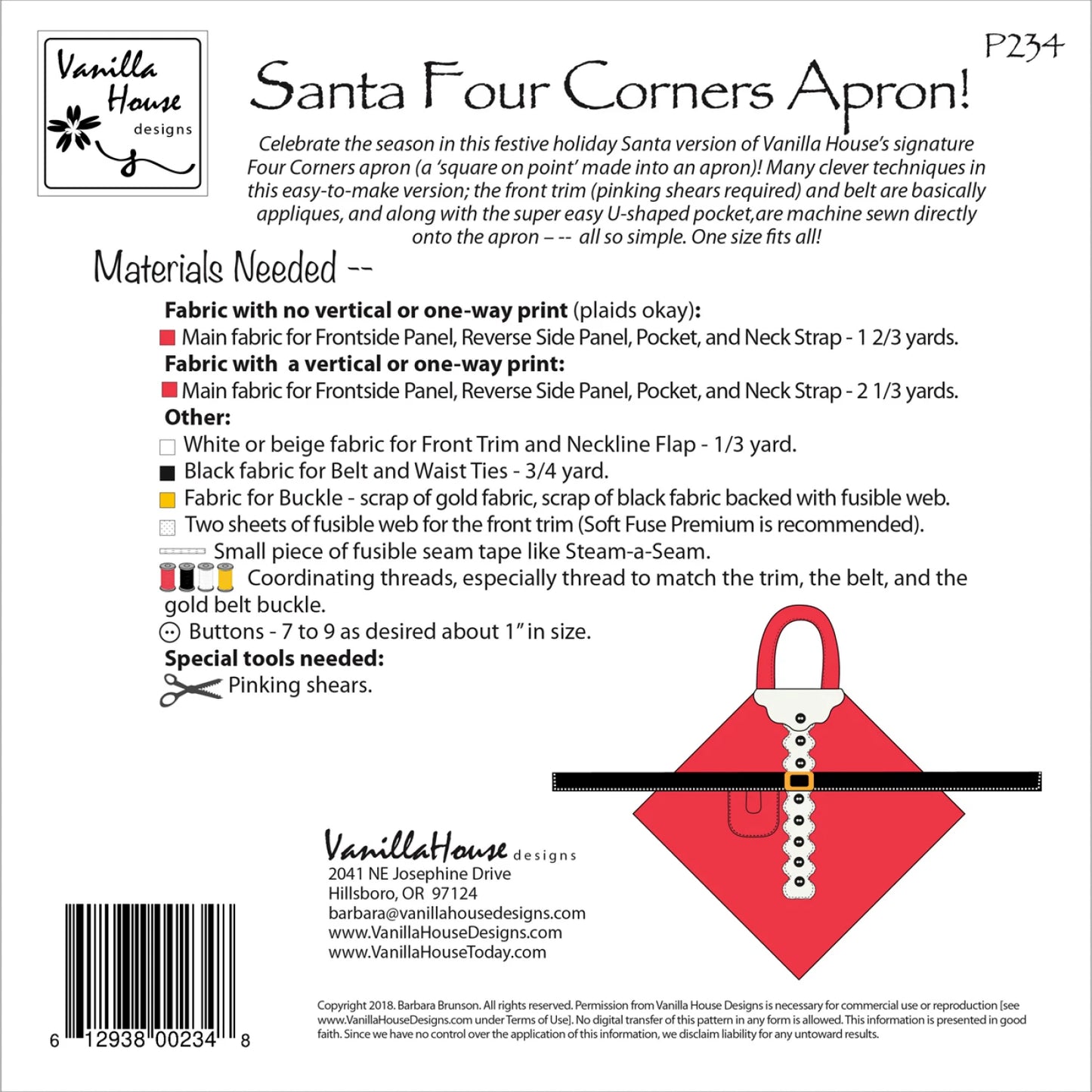 Santa Four Corners Apron Pattern