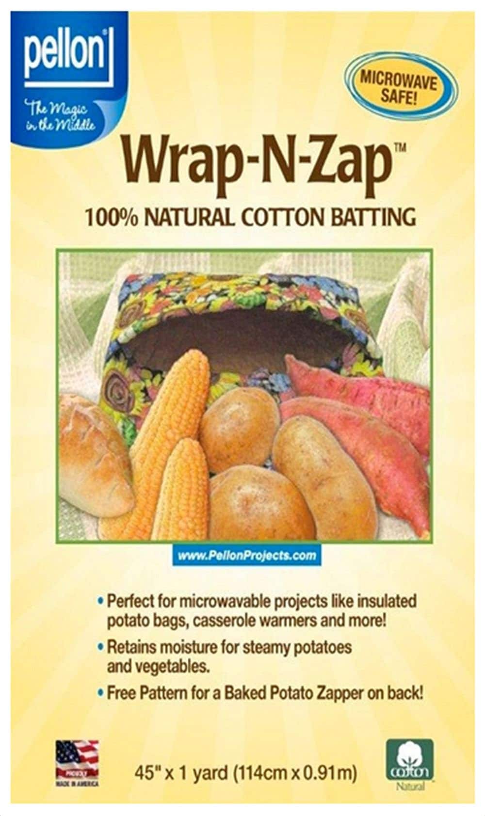 Pellon Wrap-N-Zap Cotton Batting, 45" x 36"