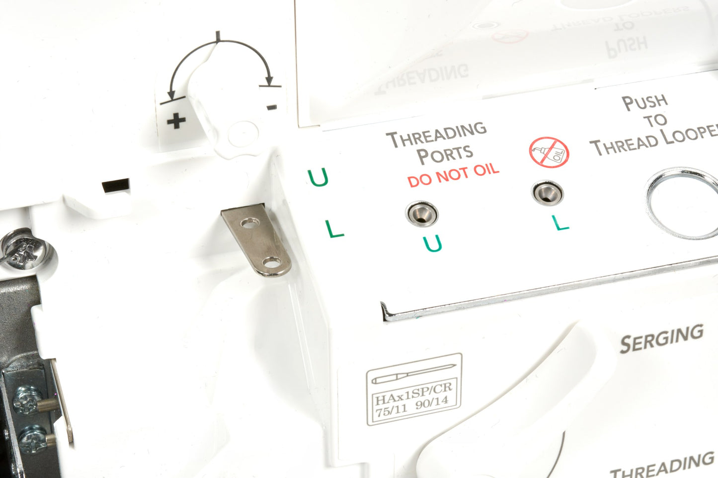 Baby Lock Serenity serger bypass port for specialty threads