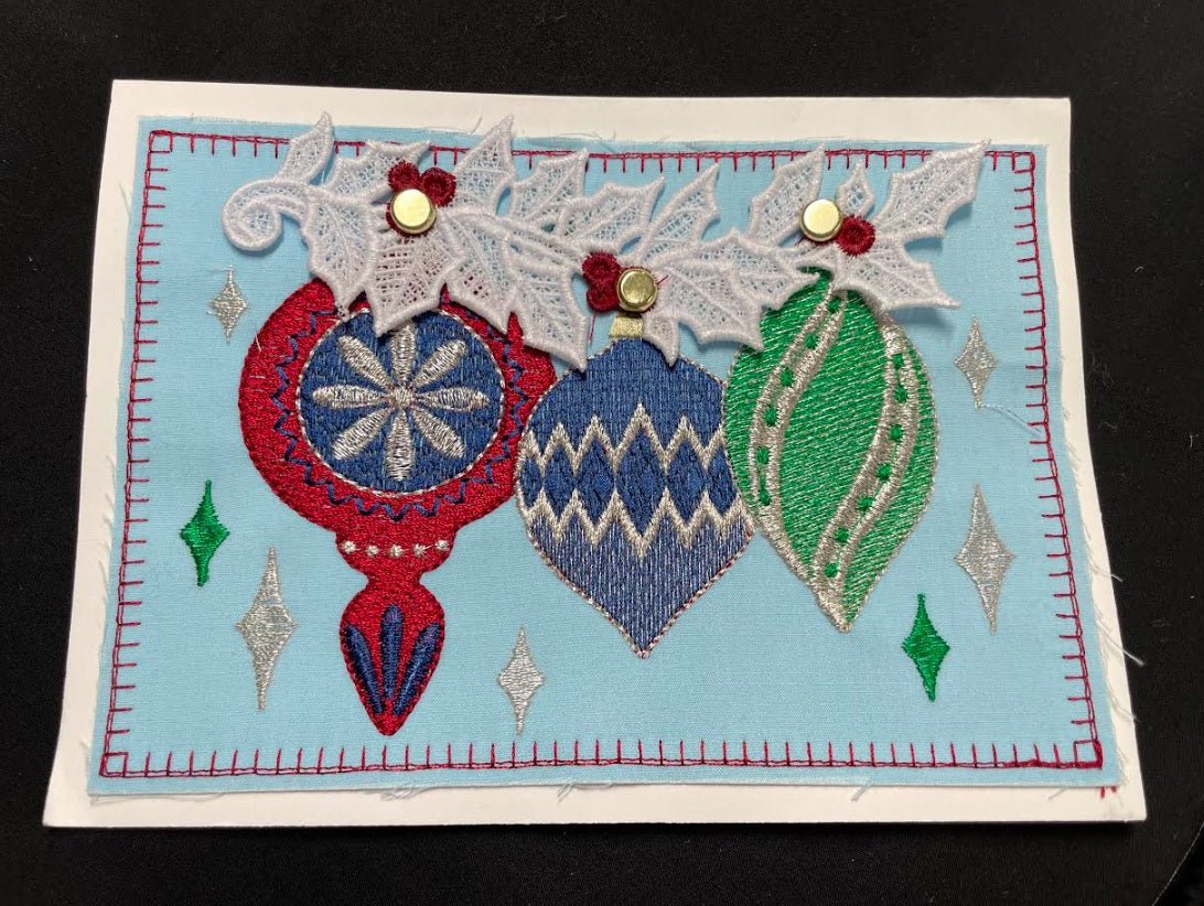Christmas cheer: Machine Embroidered Christmas Card Class