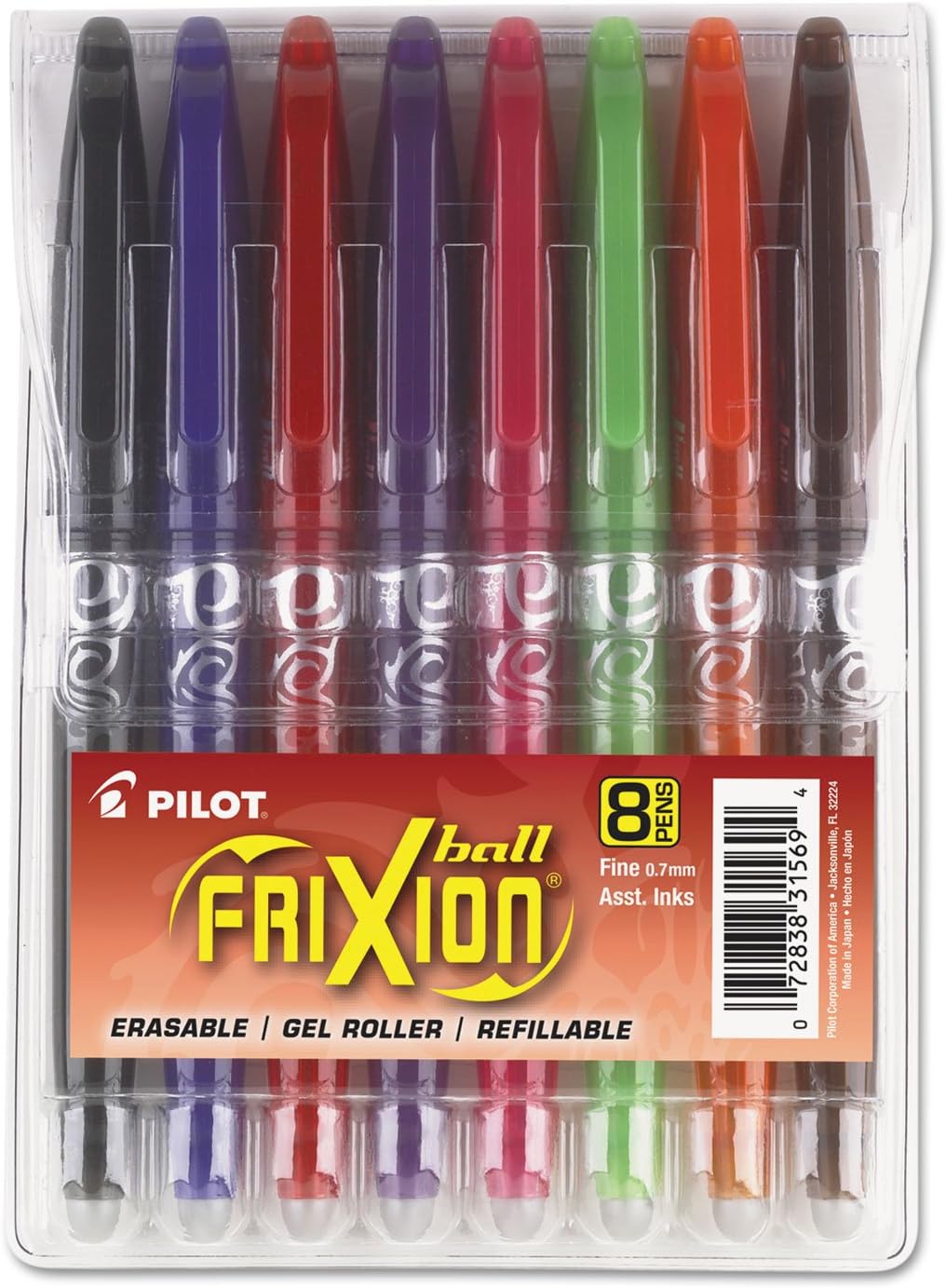 Frixion Erasable Gel Pen 8pc Assorted Colors
