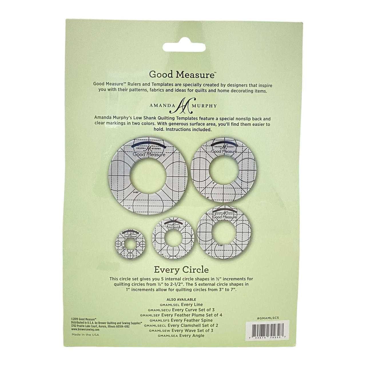 Good Measure Every Circle Low Shank Quilting Ruler Template Set by Amanda Murphy