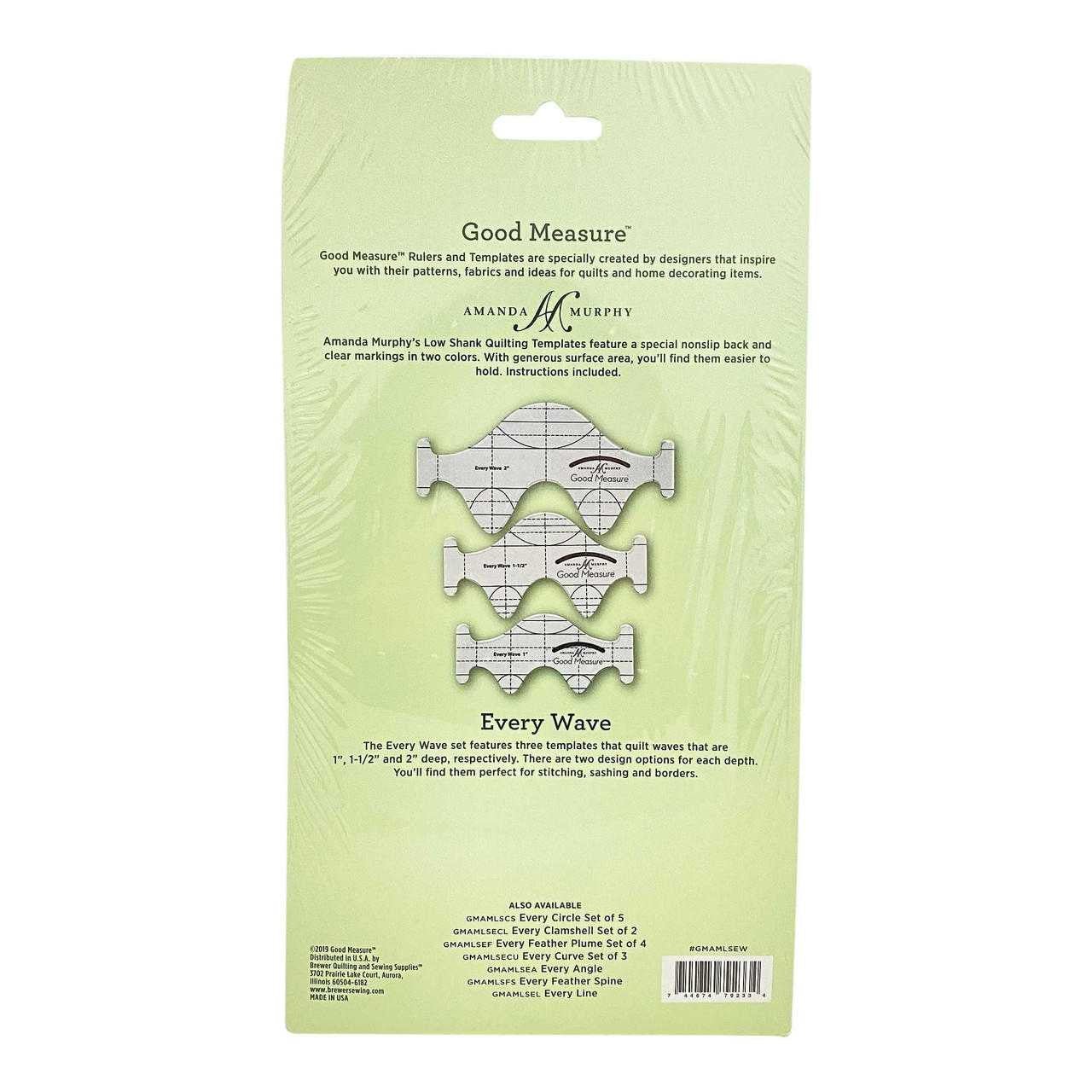 Good Measure Every Wave Low Shank Quilting Ruler Template Set by Amanda Murphy