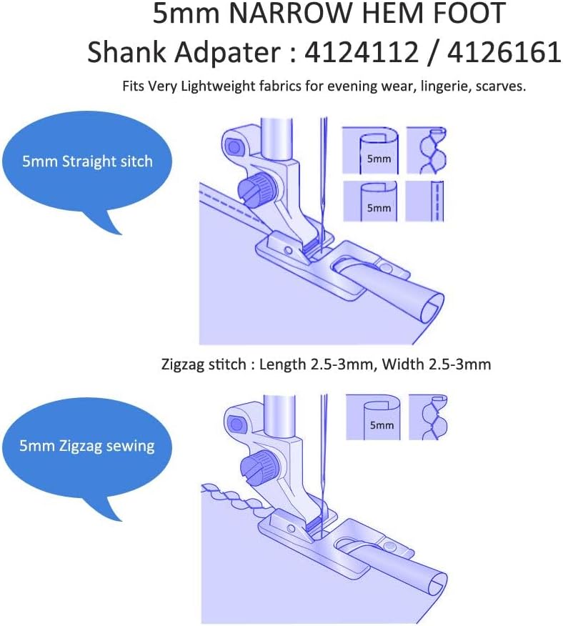 Husqvarna Viking Snap On 5mm Narrow Hem Presser Foot