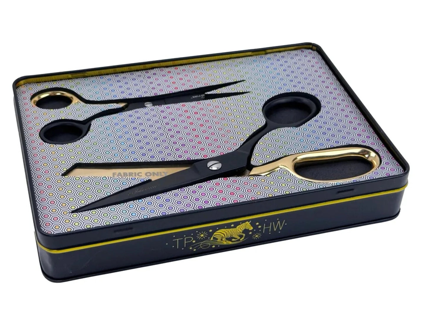 Tula Pink Limited Edition Black & Gold Scissor Tin