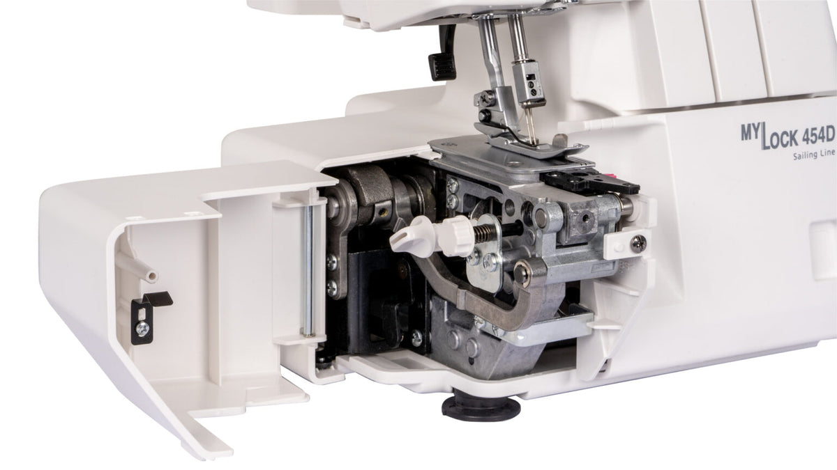 Janome MyLock 454D Sailing Line serger looper area with the cover open