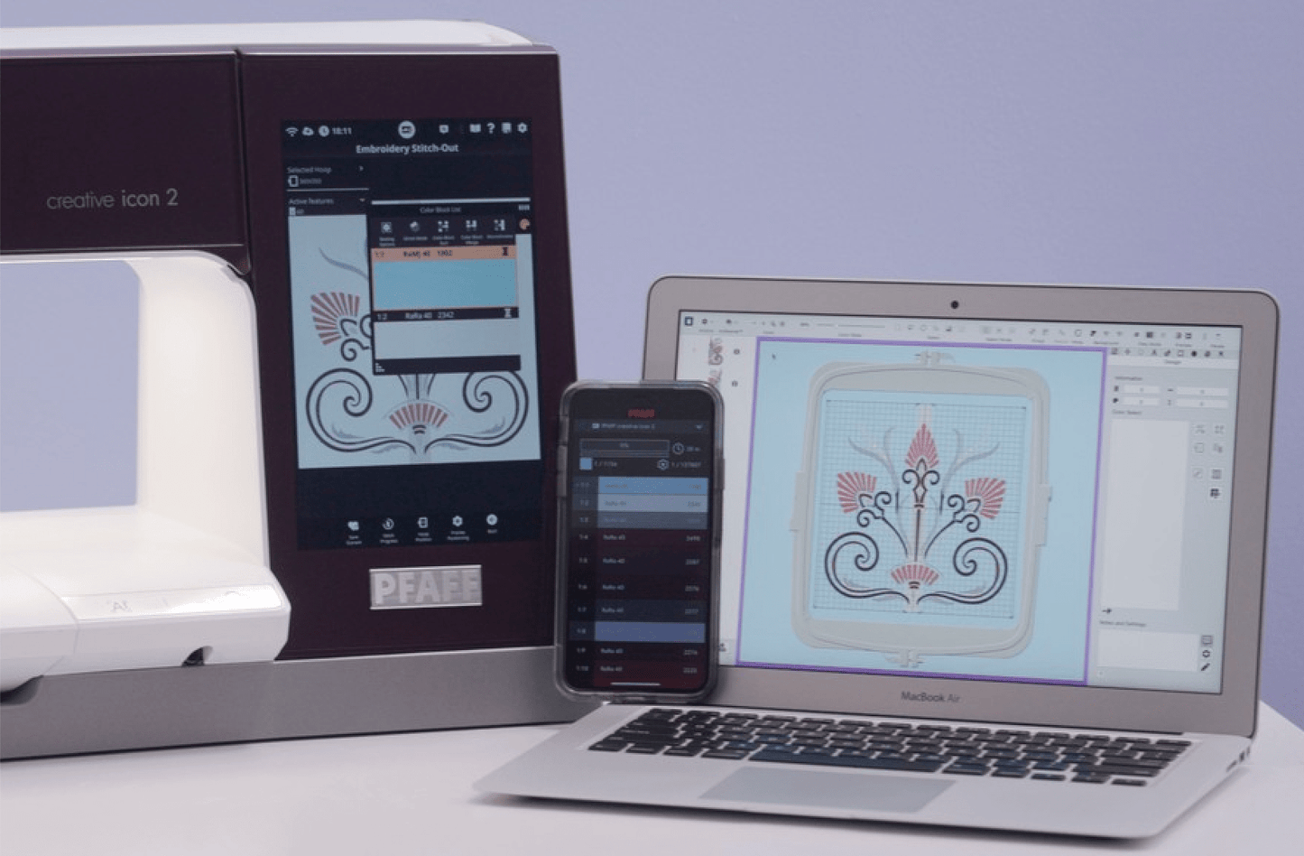 Pfaff Creative Icon 2 Sewing and Embroidery Machine - with FREE Gifts (F100TSXX + 821282096 + 821280096 + 821281096)