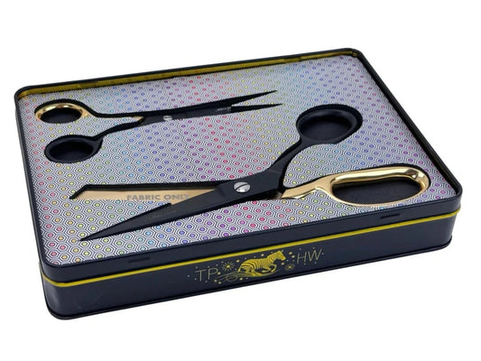 Tula Pink Limited Edition Black & Gold Scissor Tin