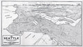 Seattle Map Fabric Panel