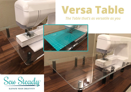 The Versa Table at half and full length,,Dream World Sew Steady Versa Extension Table Core Only ,Dream World Sew Steady Versa Extension Table Core Extension ,Dream World Sew Steady Versa Extension Table Leaf Only ,Dream World Sew Steady Versa Extension Table Leaf Extension Only 