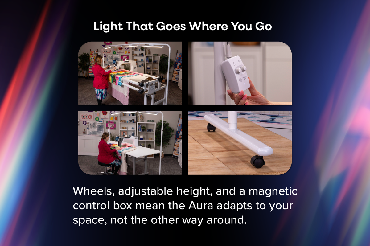 Finesse Aura wheels, adjustable height and magnetic control box