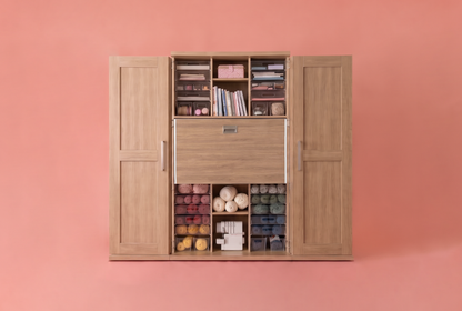 DreamBox XL Craft & Sewing Storage Cabinet, White Oak, closed