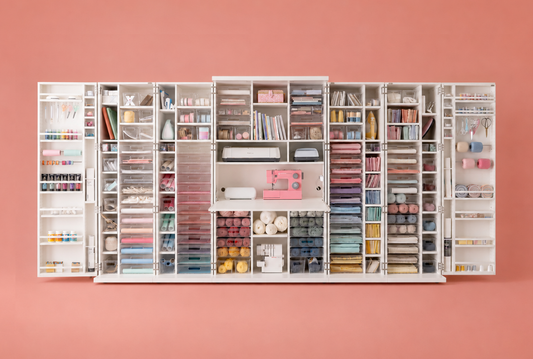 DreamBox XL Plus Craft & Sewing Storage Cabinet, White, open