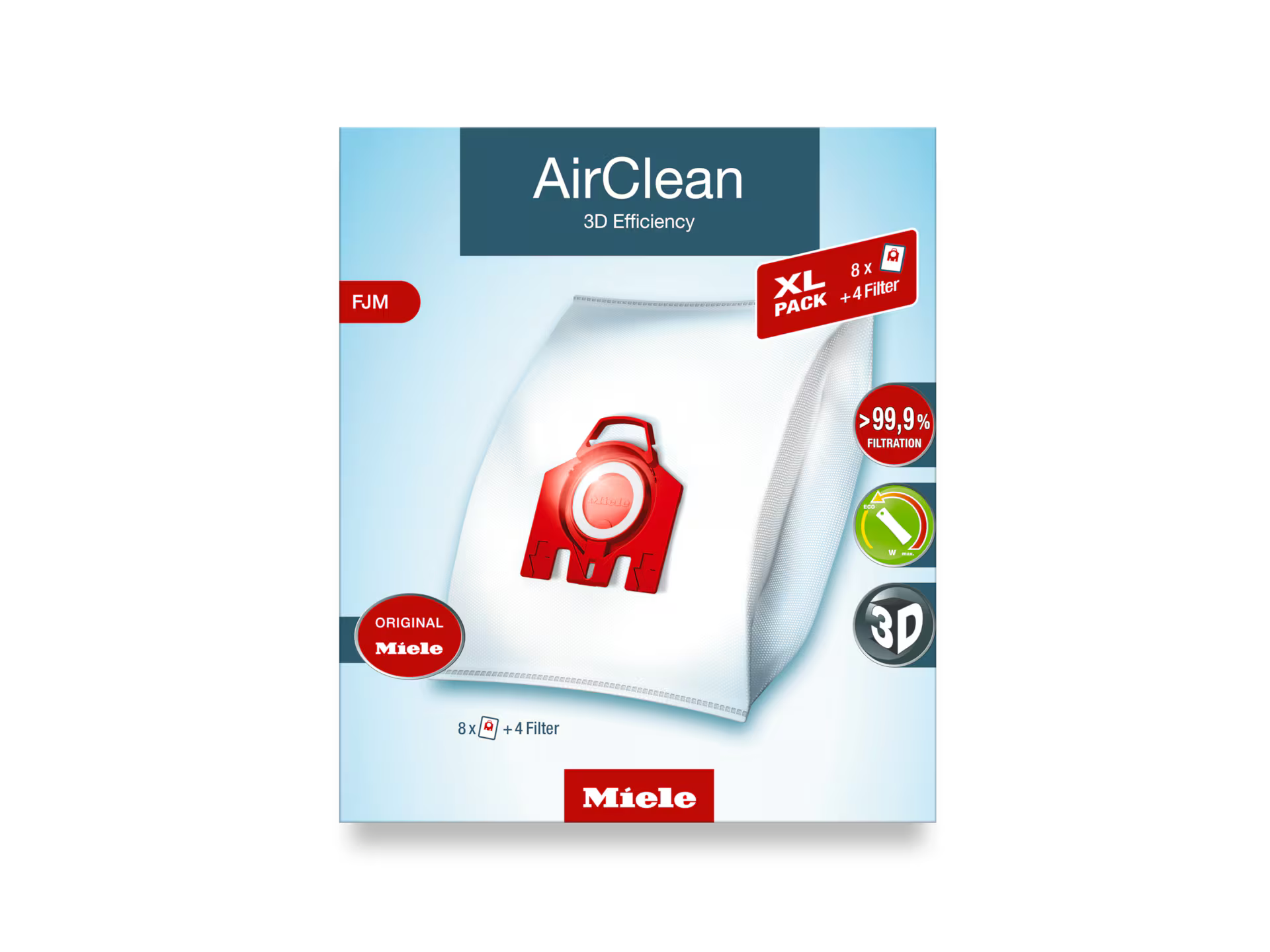 Miele FJM Bags 10 3D Bags + 2 AirClean Filters + 2 Motor Protection Filters - Thumbnail 2
