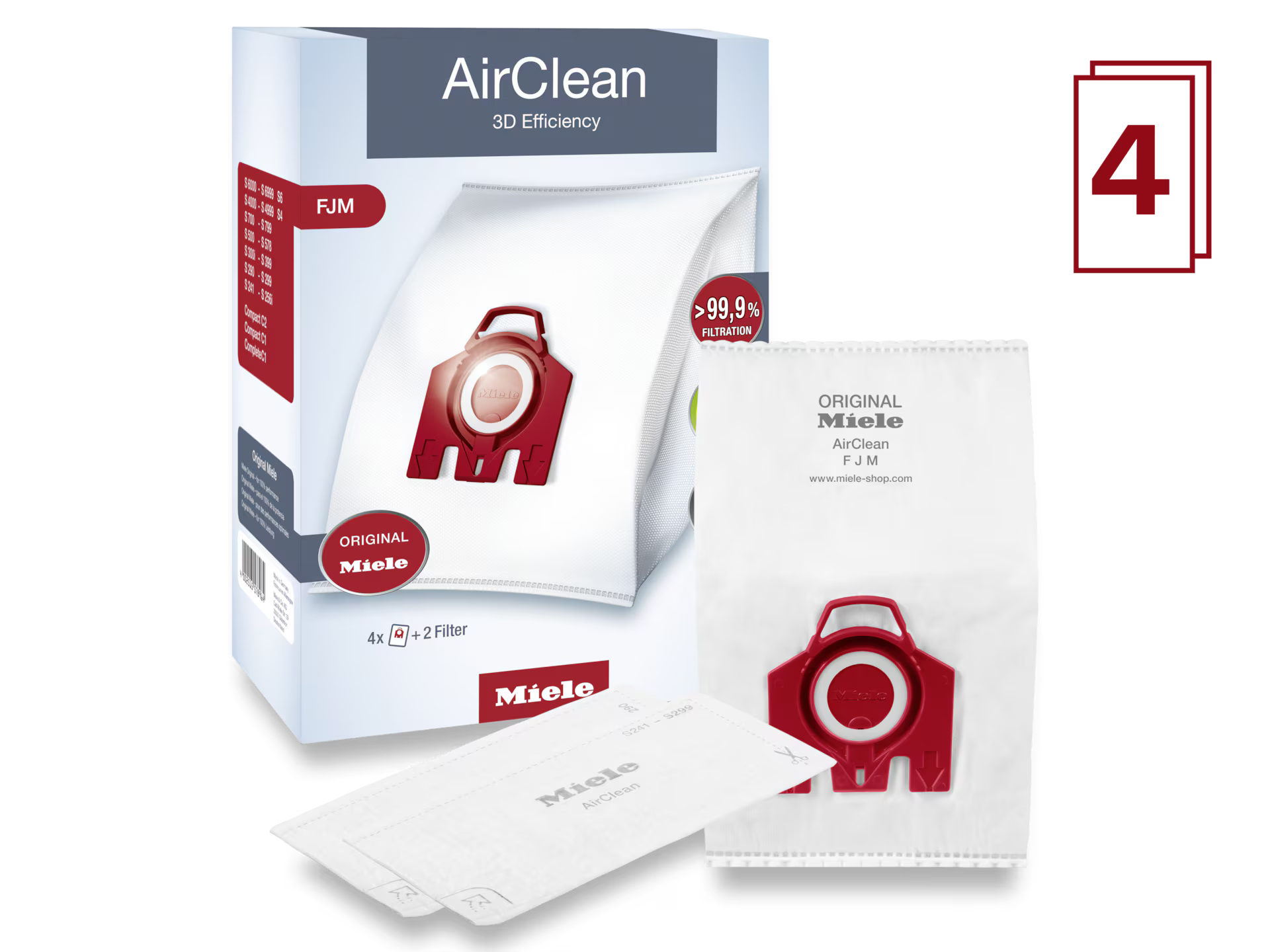 Miele HyClean Air FJM Dustbags - 4 Pack