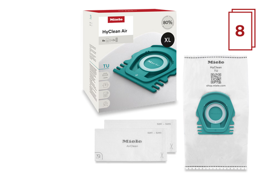 Miele HyClean Air TU Allergy Vacuum Bags XL 8 Pack with HA50 HEPA Filter