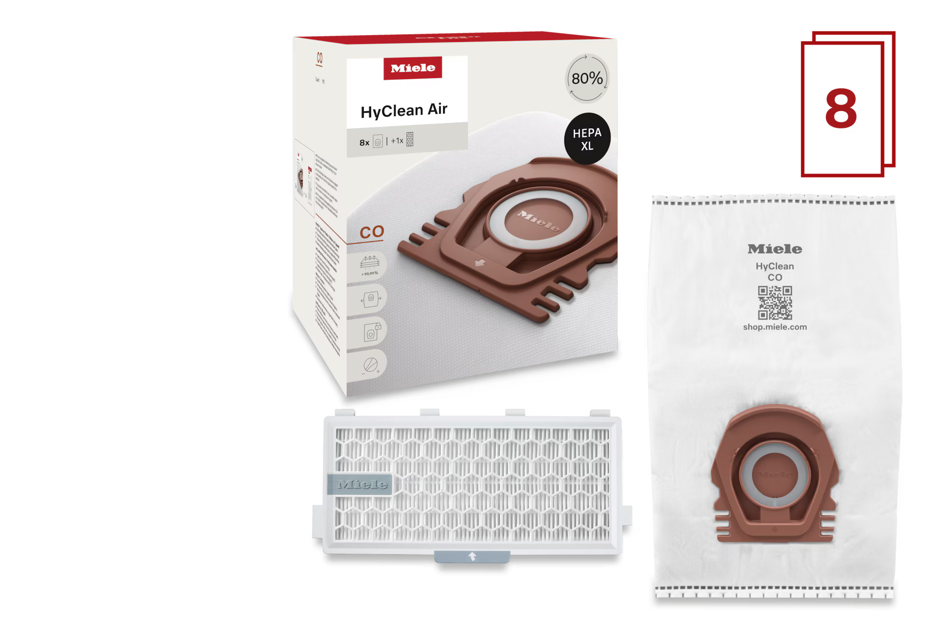 Miele HyClean Air CO Vacuum Bags XL 8 Pack