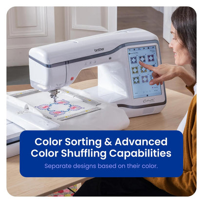 Selecting embroidery designs on the Brother Celeste CX1e touchscreen