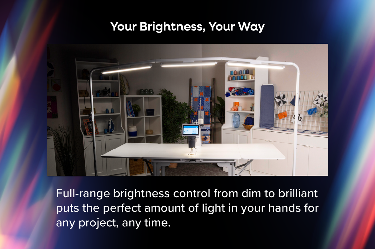 Finesse Aura brightness settings over a quilting frame