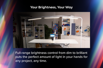 Finesse Aura brightness settings over a quilting frame