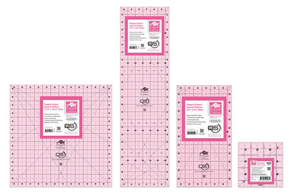 Quilters Select Pink Non-Slip Rulers, Poppie Cotton Edition - 4 Sizes Available