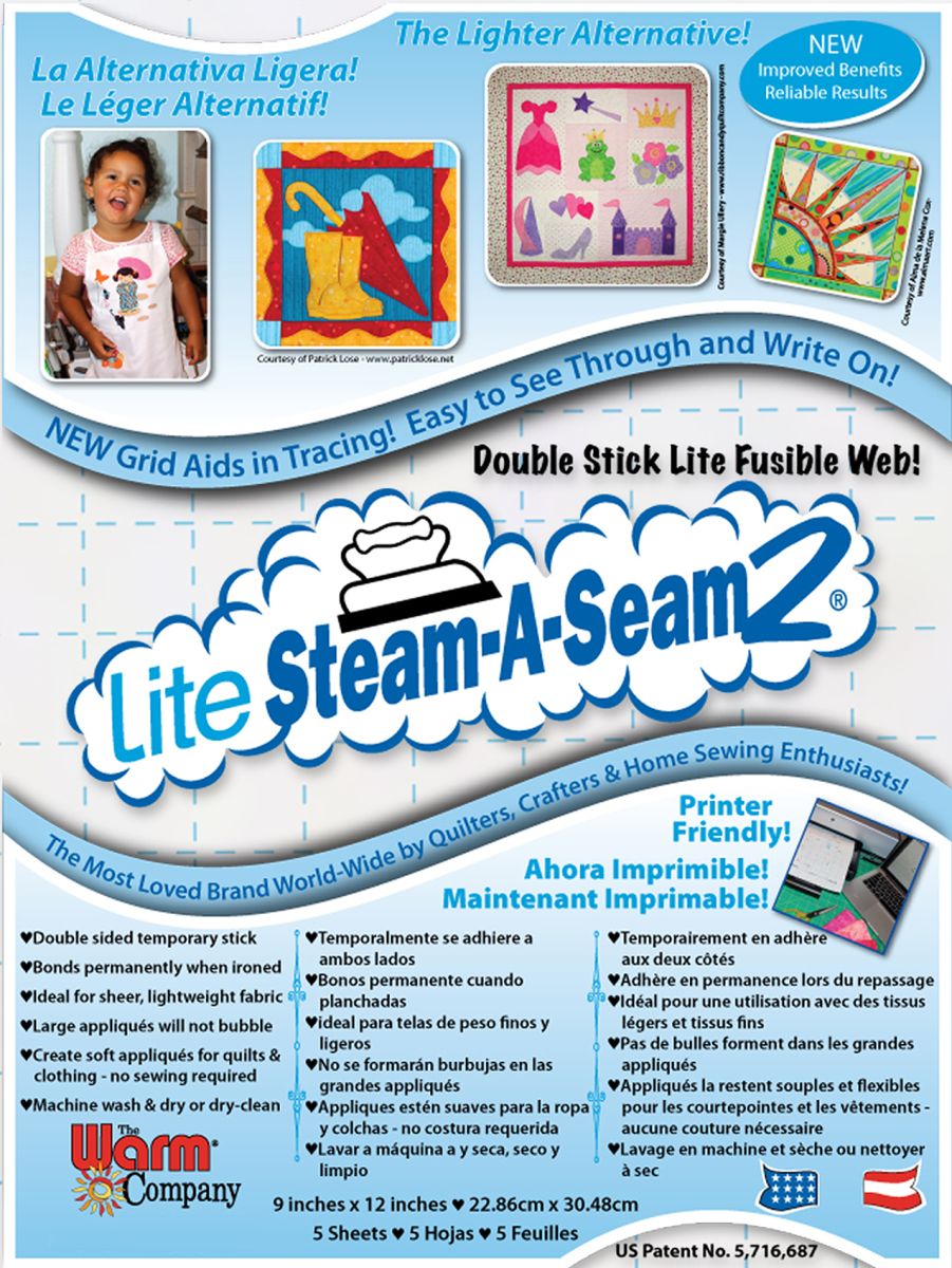 Lite Steam-A-Seam 2, 9" x 12" - 5 Sheets