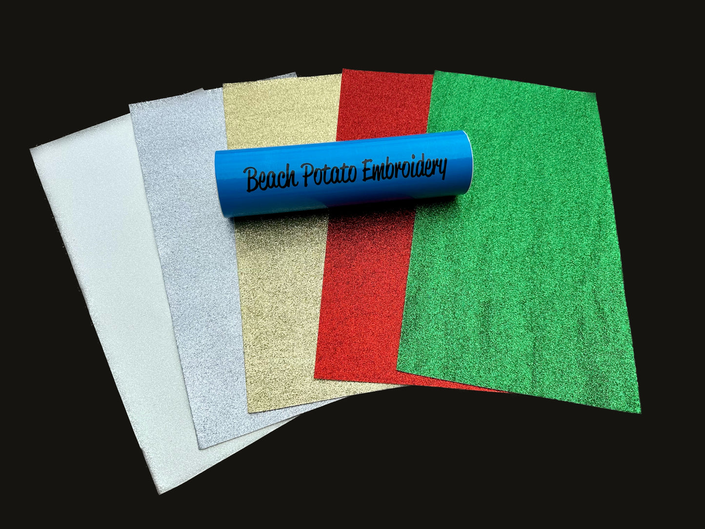 Beach Potato Christmas Sparkles glitter fabric bundle, five sheets
