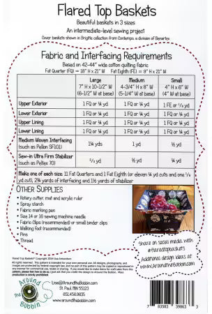 Around the Bobbin Flared Top Baskets Pattern (ATB142)