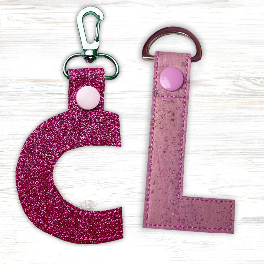 Pickle Pie Designs Alphabet Charms + Keychains In-the-Hoop Embroidery Designs