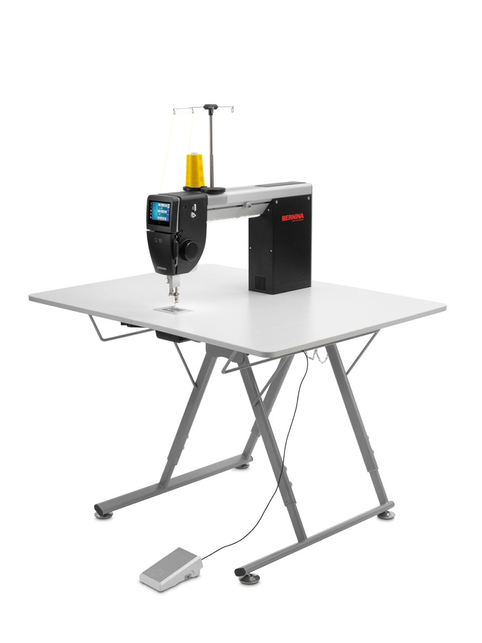 Bernina Q16 longarm sewing machine on sit-down table