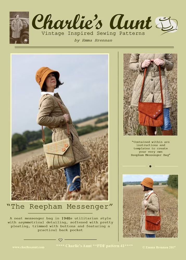 Charlie's Aunt The Reepham Messenger Bag Pattern front packaging