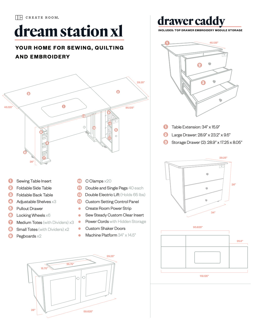 DreamStation XL Sewing & Embroidery Cabinet with Lift