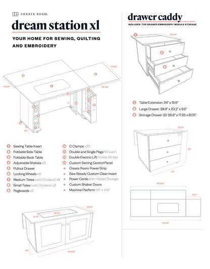 DreamStation XL Sewing & Embroidery Cabinet with Lift