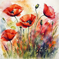Poppies Fabric Panel 17" x 17"