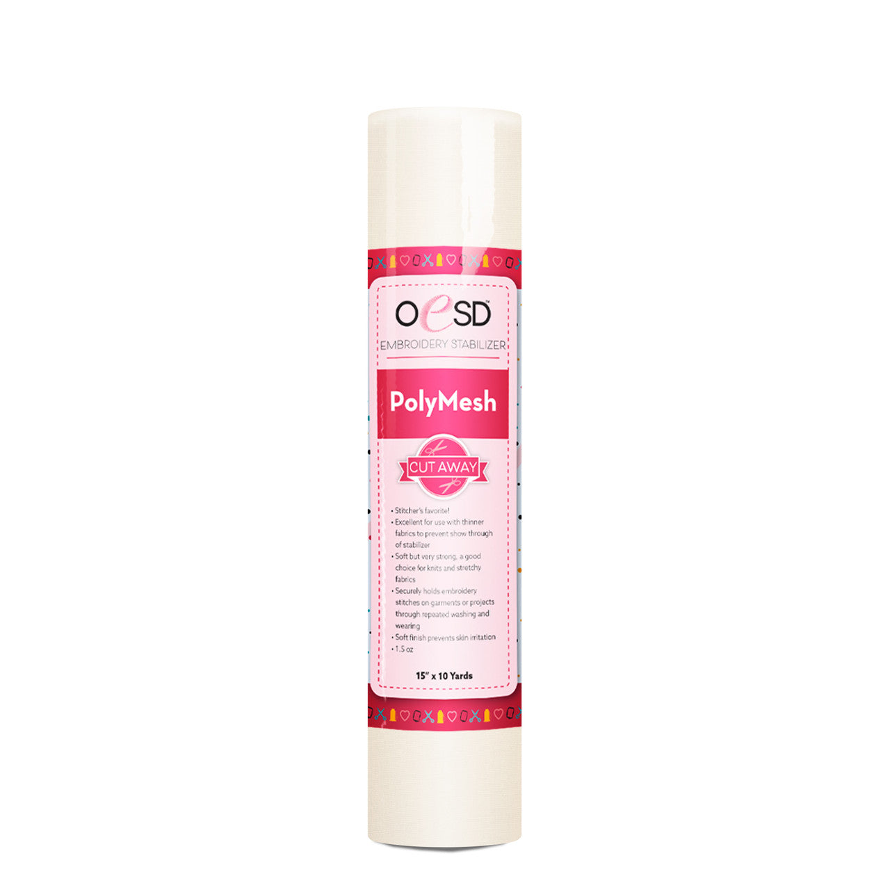 OESD PolyMesh CutAway, White - 15" x 10 yds