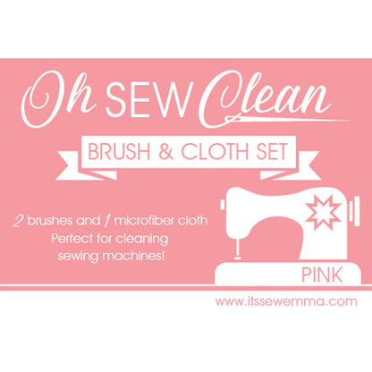 Oh Sew Clean Brush and Cloth Set - Pink label