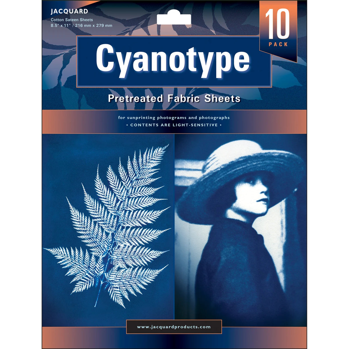 Jacquard Cyanotype Fabric Sheets - Pretreated Cotton, 8.5" x 11", 10 Pack