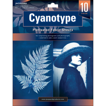 Jacquard Cyanotype Fabric Sheets 10 pack, pretreated cotton, 8.5 by 11 inches