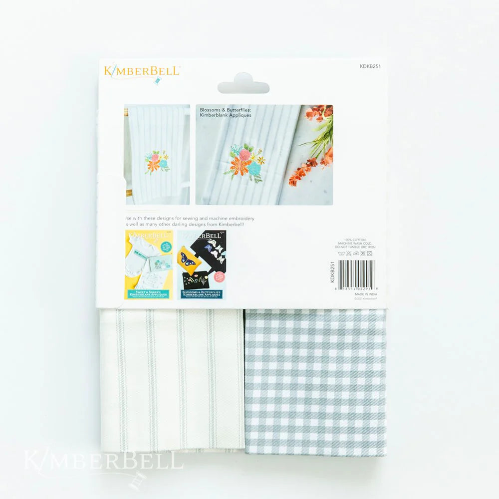 Towel KB Grey Gingham/Stripe 2pk