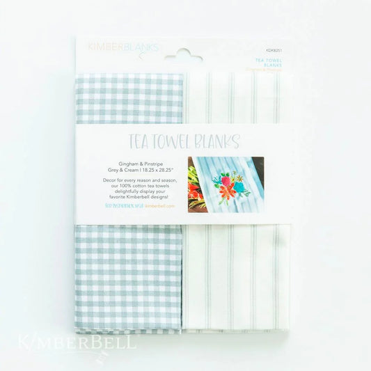 Towel KB Grey Gingham/Stripe 2pk