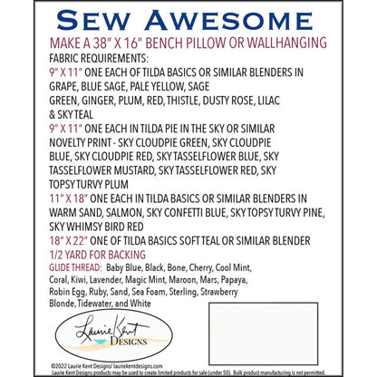 Sew Awesome Embroidery Bench Pillow