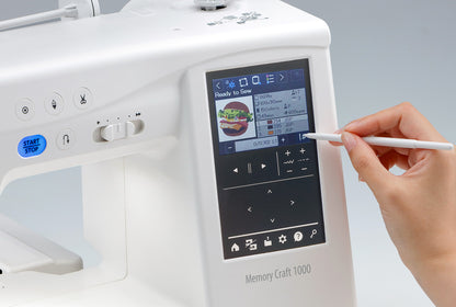 Janome Memory Craft 1000 touchscreen used with the stylus