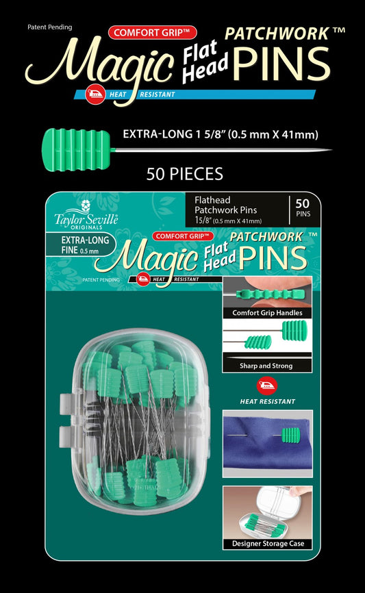 Magic Pins Flathead Patchwork Extra Long 50pc