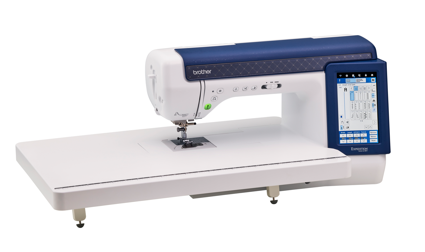 Brother Expedition BX1 with wide table, angle view