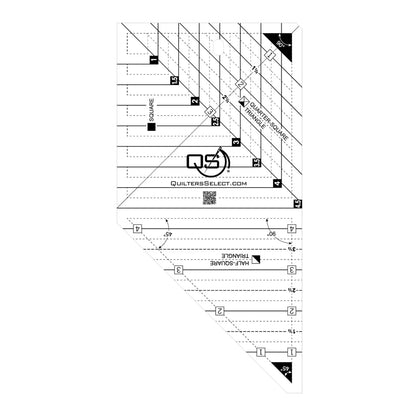 Quilters Select Mini 3-in-1 Crystal Triangle / Square Combo Ruler